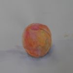 透明水彩で描かれた桃